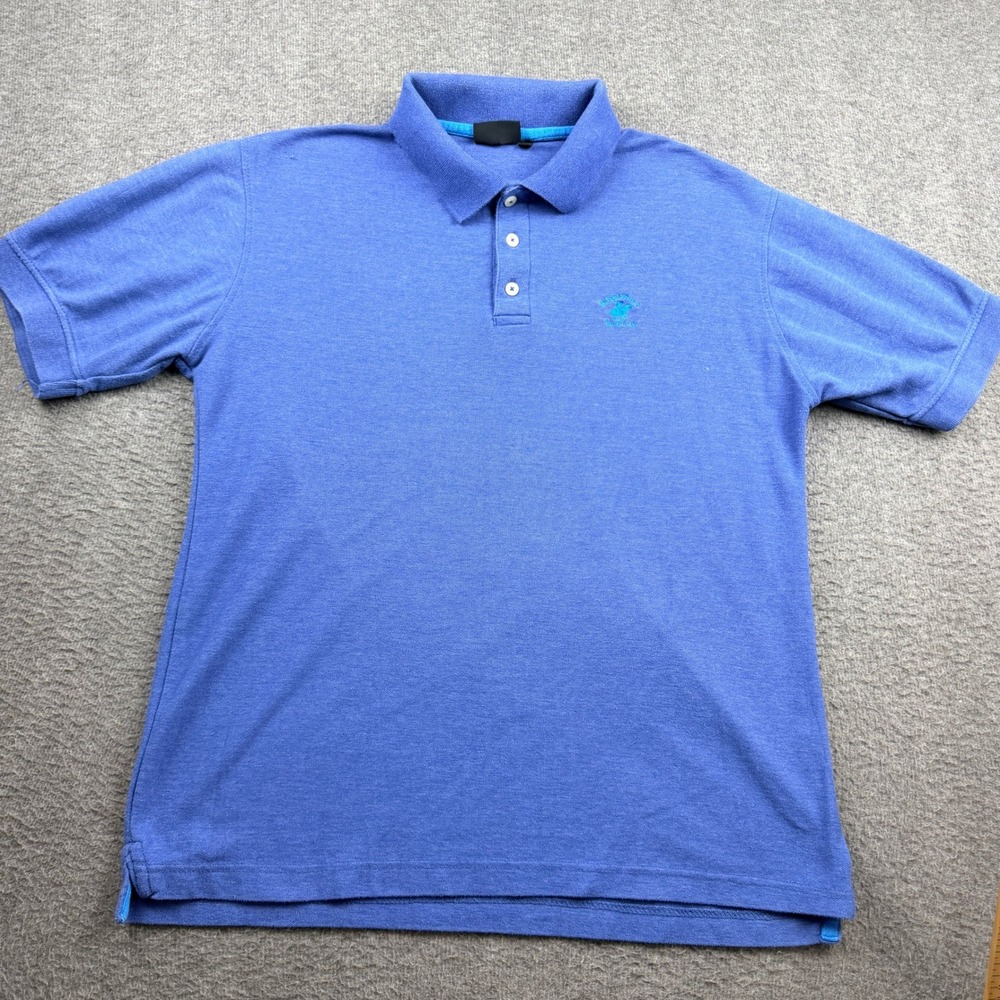 Beverly Hills Polo Club Mens Large Blue Short Sleeve Embroidered Logo Polo Shirt